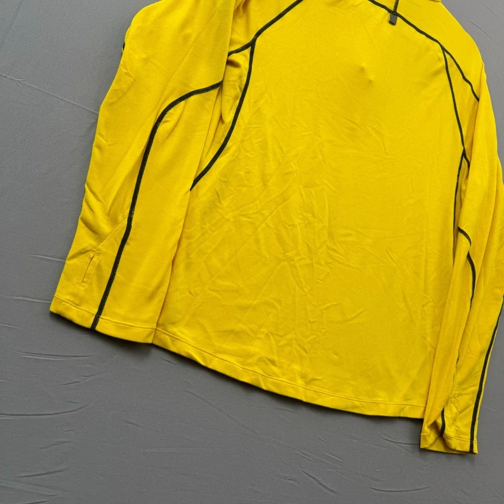 Asics‎ Mens Yellow Quarter Zip Running Top Long Sleeve Thumbhole Pullover Small
